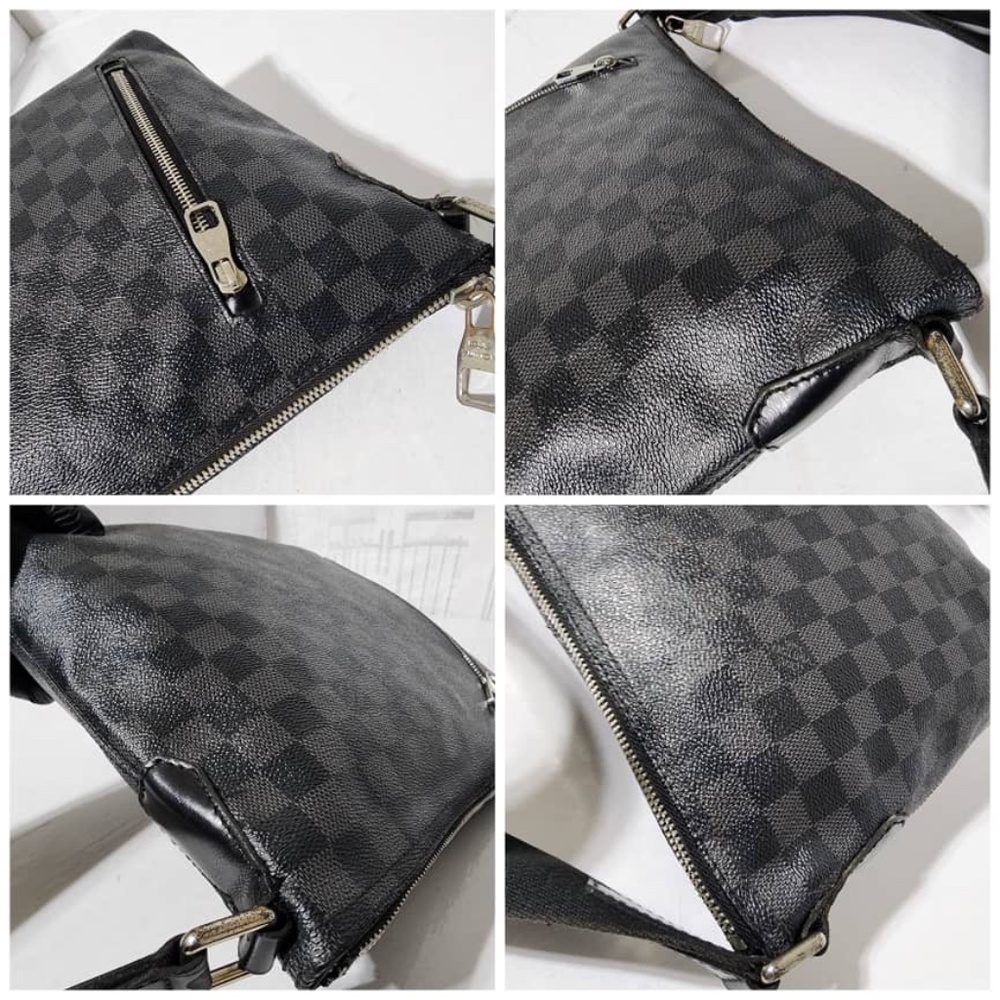 Authentic LOUIS VUITTON Damier Graphite Mick PM Shoulder Bag Black/Grey - Picture 13 of 14
